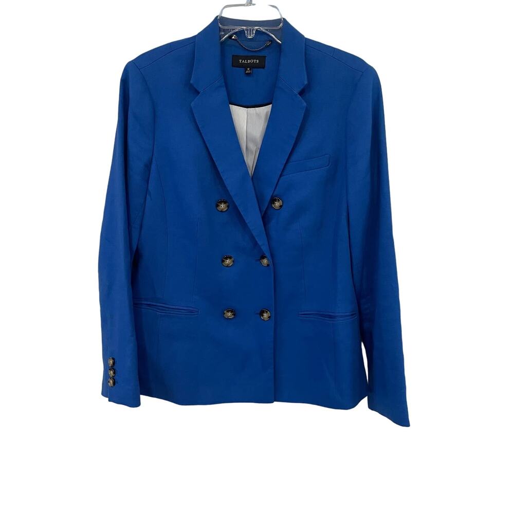 Talbot Royal Blue Double Breasted Cotton Blend Blazer Sz 12